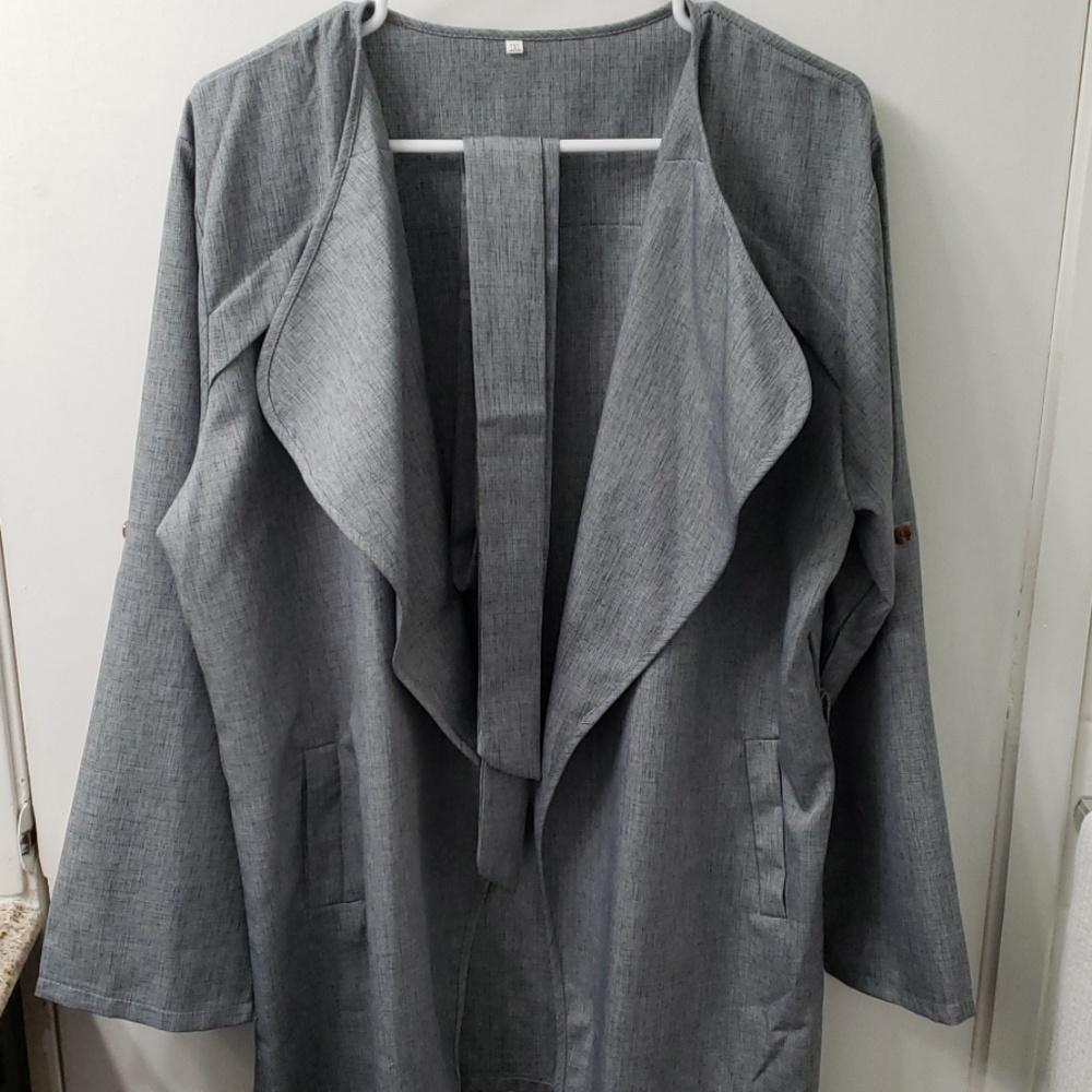 Light weight solid trench coat/cardigan